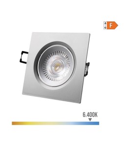 DOWNLIGHT LED EMPOTRABLE CUADRADO 5W 6400K LUZ FRIA COLOR CROMO 9x9cm