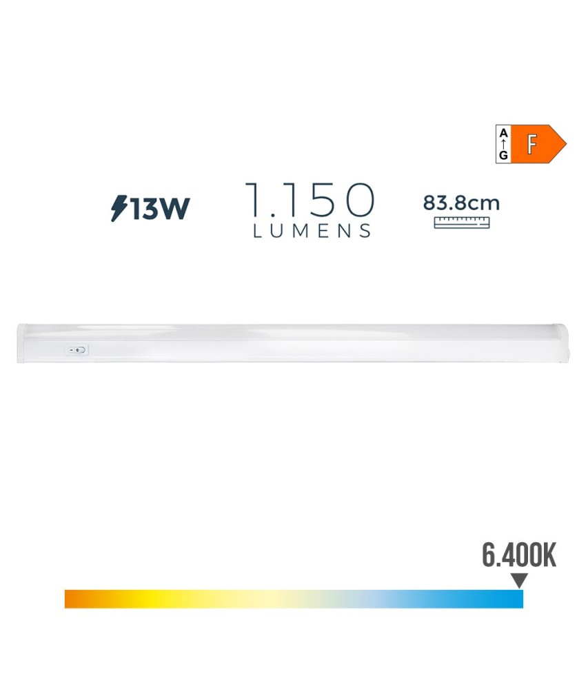 REGLETA ELECTRONICA LED 13W 1150lm 6400K LUZ FRIA 3,6x83,8x3cm EDM