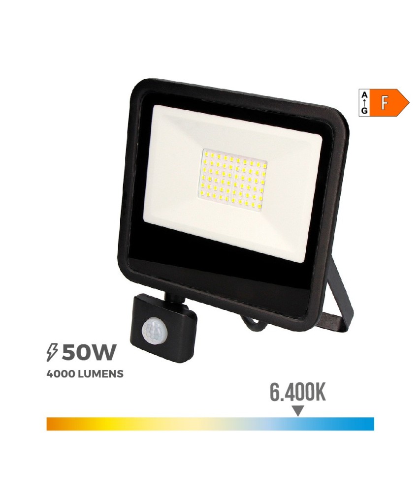 FOCO PROYECTOR LED 50W 4000lm 6400K LUZ FRIA CON SENSOR DE PRESENCIA 2