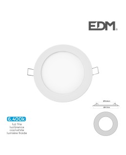 MINI DOWNLIGHT LED EMPOTRABLE REDONDO 6W 6400K LUZ FRIA. COLOR BLANCO