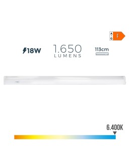 REGLETA ELECTRONICA LED 18W 1650lm 6400K LUZ FRIA 3,6x113,8x3cm EDM