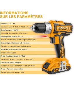 Taladro atornillador inalámbrico INGCO 20V: ¡La potencia y la versatil