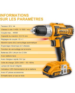 Taladro atornillador inalámbrico INGCO 20V: ¡La potencia y la versatil