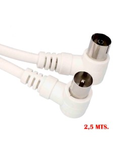 PROLONGACION TV ACODADA 9,5mm 2,5m ENVASADA BLANCA EDM//51101