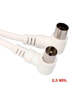 PROLONGACION TV ACODADA 9,5mm 2,5m ENVASADA BLANCA EDM//51101