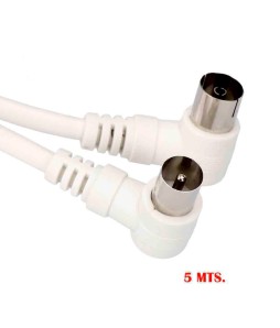 PROLONGACION TV ACODADA 9,5mm 5m ENVASADA BLANCA EDM//51102