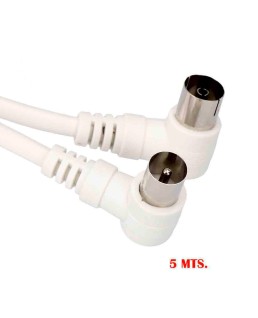 PROLONGACION TV ACODADA 9,5mm 5m ENVASADA BLANCA EDM//51102