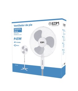 VENTILADOR DE PIE. COLOR BLANCO. POTENCIA: 45W ASPAS: Ø40cm ALTURA REG