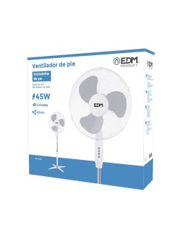 VENTILADOR DE PIE. COLOR BLANCO. POTENCIA: 45W ASPAS: Ø40cm ALTURA REG