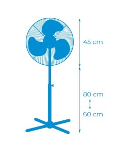 VENTILADOR DE PIE. COLOR BLANCO. POTENCIA: 45W ASPAS: Ø40cm ALTURA REG