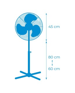 VENTILADOR DE PIE. COLOR BLANCO. POTENCIA: 45W ASPAS: Ø40cm ALTURA REG