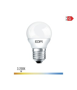 BOMBILLA ESFERICA LED E27 5W 400lm 3200K LUZ CALIDA Ø4,5x8cm EDM/98321