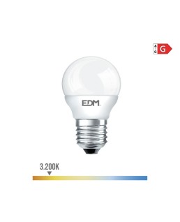 BOMBILLA ESFERICA LED E27 5W 400lm 3200K LUZ CALIDA Ø4,5x8cm EDM/98321