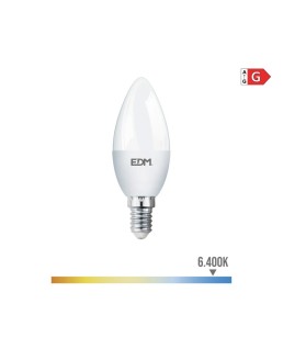 BOMBILLA VELA LED E14 5W 400lm 6400K LUZ FRIA Ø3,6x10,3cm EDM/98328