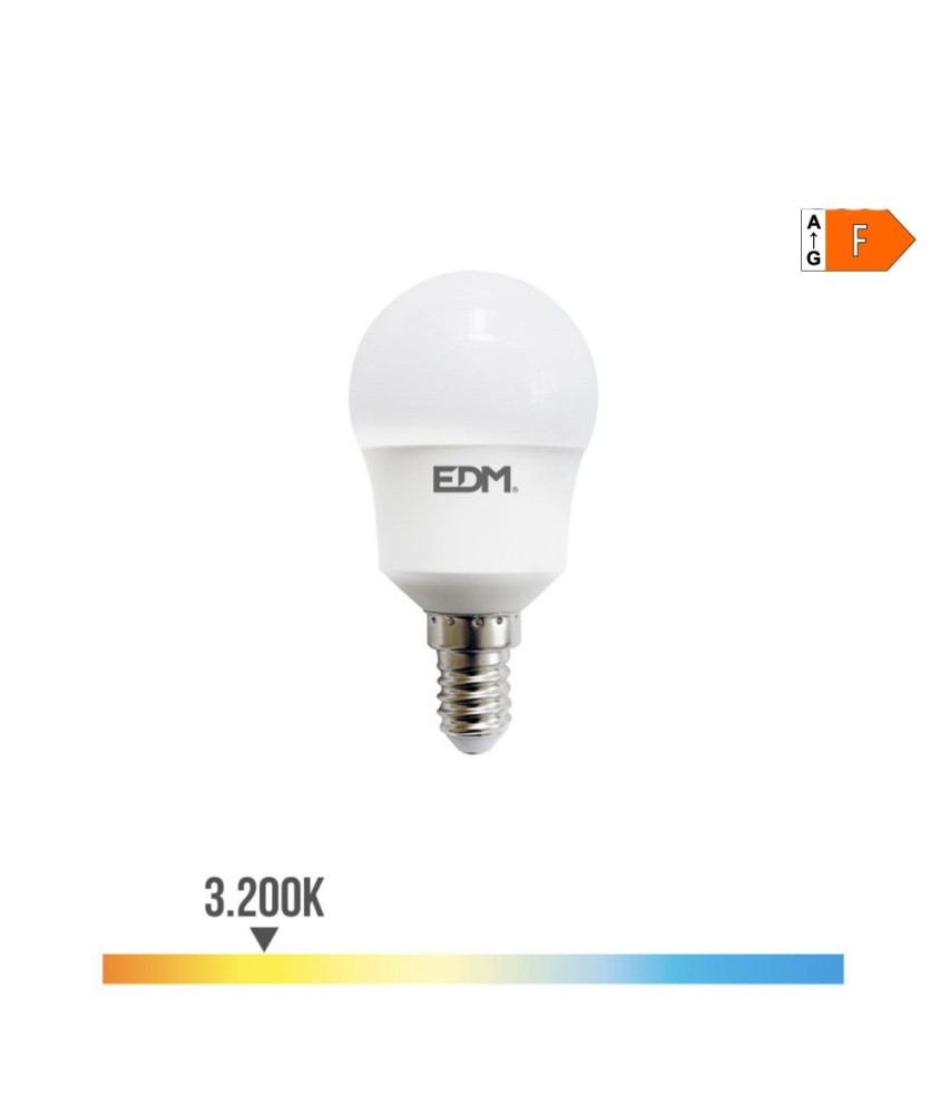 BOMBILLA ESFERICA LED E14 8,5W 880lm 3200K LUZ CALIDA Ø4,5x8,7cm/98723