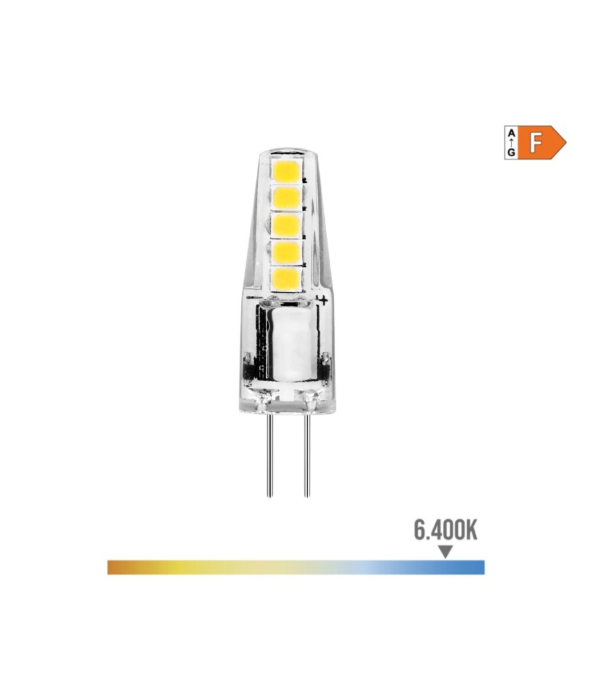 BOMBILLA BI-PIN SILICONA LED G4 12V 2W 180lm 6400K LUZ FRIA Ø1x3,7cm