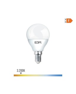 BOMBILLA ESFERICA LED E14 7W 600lm 3200K LUZ CALIDA Ø4,5x8,2cm EDM