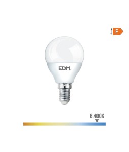 BOMBILLA ESFERICA LED E14 7W 600lm 6400K LUZ FRIA Ø4,5x8,2cm EDM