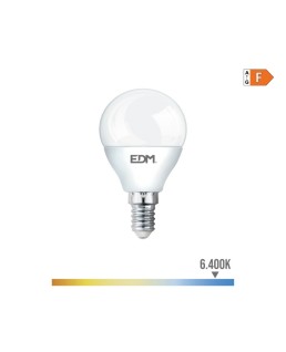 BOMBILLA ESFERICA LED E14 7W 600lm 6400K LUZ FRIA Ø4,5x8,2cm EDM