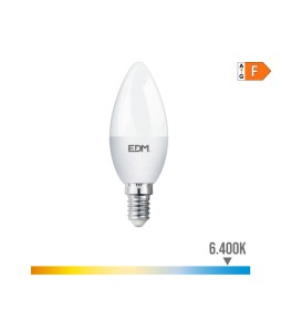 BOMBILLA VELA LED E14 7W 600lm 6400K LUZ FRIA Ø3,6x10,3cm EDM