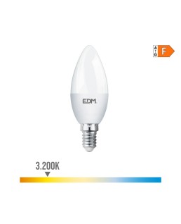 BOMBILLA VELA LED E14 7W 600lm 3200K LUZ CALIDA Ø3,6x10,3cm EDM