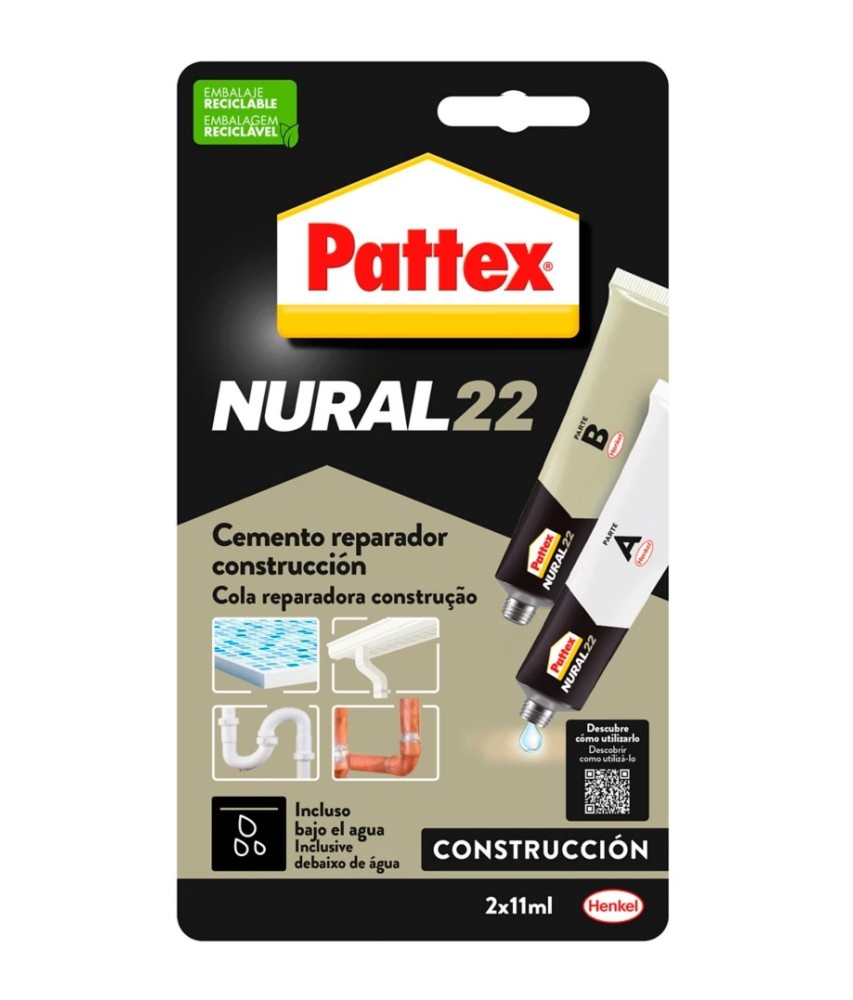 PATTEX NURAL 22 CEMENTO REPARADOR 22ml /INCLUSO BAJO EL AGUA