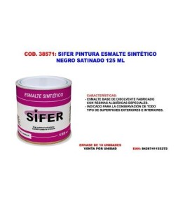 SIFER PINTURA ESMALTE SINTÉTICO 125 ml Negro Satinado/38571