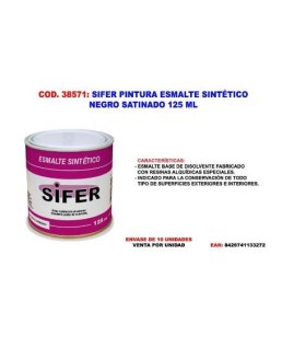 SIFER PINTURA ESMALTE SINTÉTICO 125 ml Negro Satinado/38571