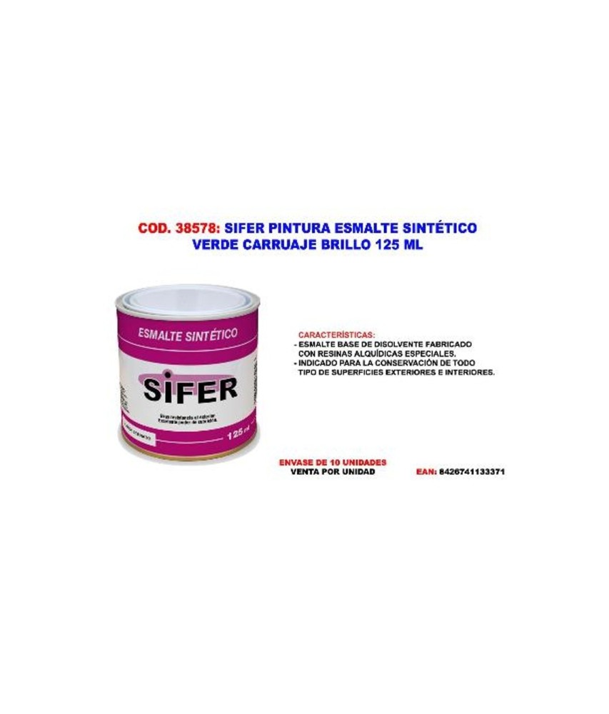 SIFER PINTURA ESMALTE SINTÉTICO 125 ml Verde Carruaje/38578