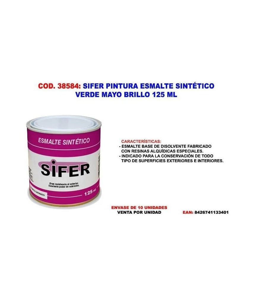 SIFER PINTURA ESMALTE SINTÉTICO 125 ml Verde Mayo/38584