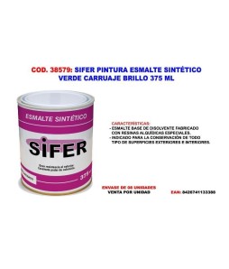 SIFER PINTURA ESMALTE SINTÉTICO 375 ml Verde Carruaje/38579