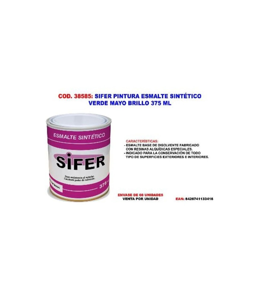 SIFER PINTURA ESMALTE SINTÉTICO 375 ml Verde Mayo/38585