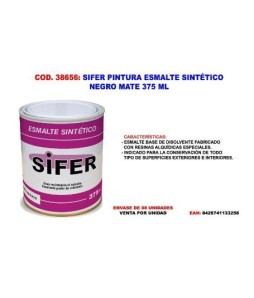 SIFER PINTURA ESMALTE SINTÉTICO 375 ml Negro Mate/38656