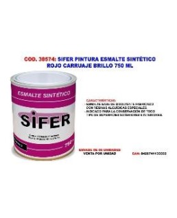 SIFER PINTURA ESMALTE SINTÉTICO 750 ml Rojo Carruaje/38574