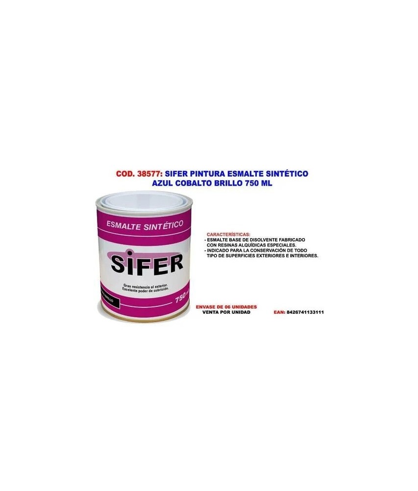 SIFER PINTURA ESMALTE SINTÉTICO 750 ml Azul Cobalto/38577