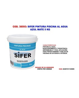 SIFER PINTURA PISCINAS AL AGUA 5Kg Azul / 210216 / Impermeable