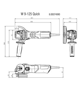 W 9-125 QUICK (600374000) AMOLADORA ANGULAR CARTÓN; CON TUERCA DE SUJE